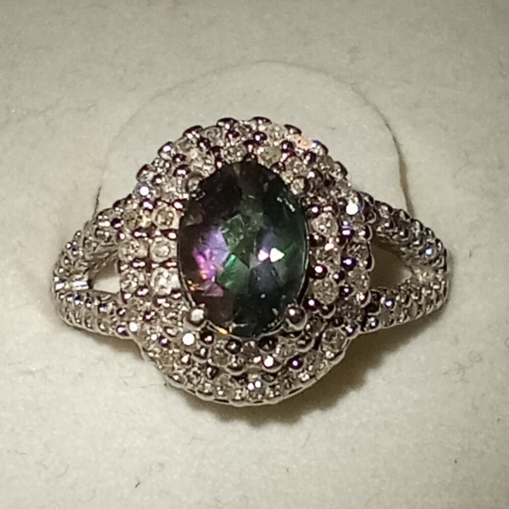 10Kt Yellow or White Gold Mystic Topaz & Diamond Ring - Picture 7 of 11
